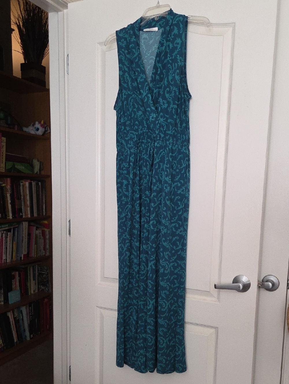Sleeveless Teal Patterned Jumpsuit